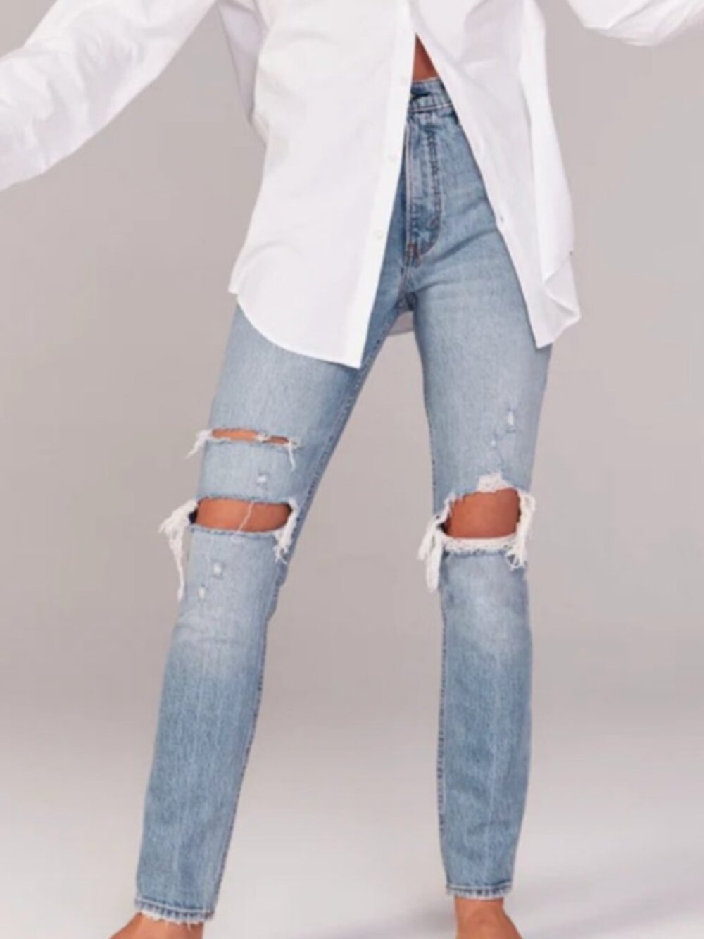 ABERCROMBIE FITCH A&F CURVE LOVE High Rise Skinny Jeans Ripped Rips 24 00 CURVY